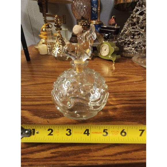 Vintage Art Deco 1940s Alfred Flaster Fish Motif Perfume Bottle, Hobnail Waves - Picture 7 of 8